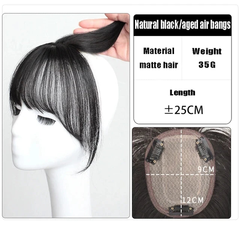 Mydiva Synthetic Air Bangs Heat Resistant Hairpieces Hair Women Natural Short Black Brown Bangs Hair Clips for Extensions