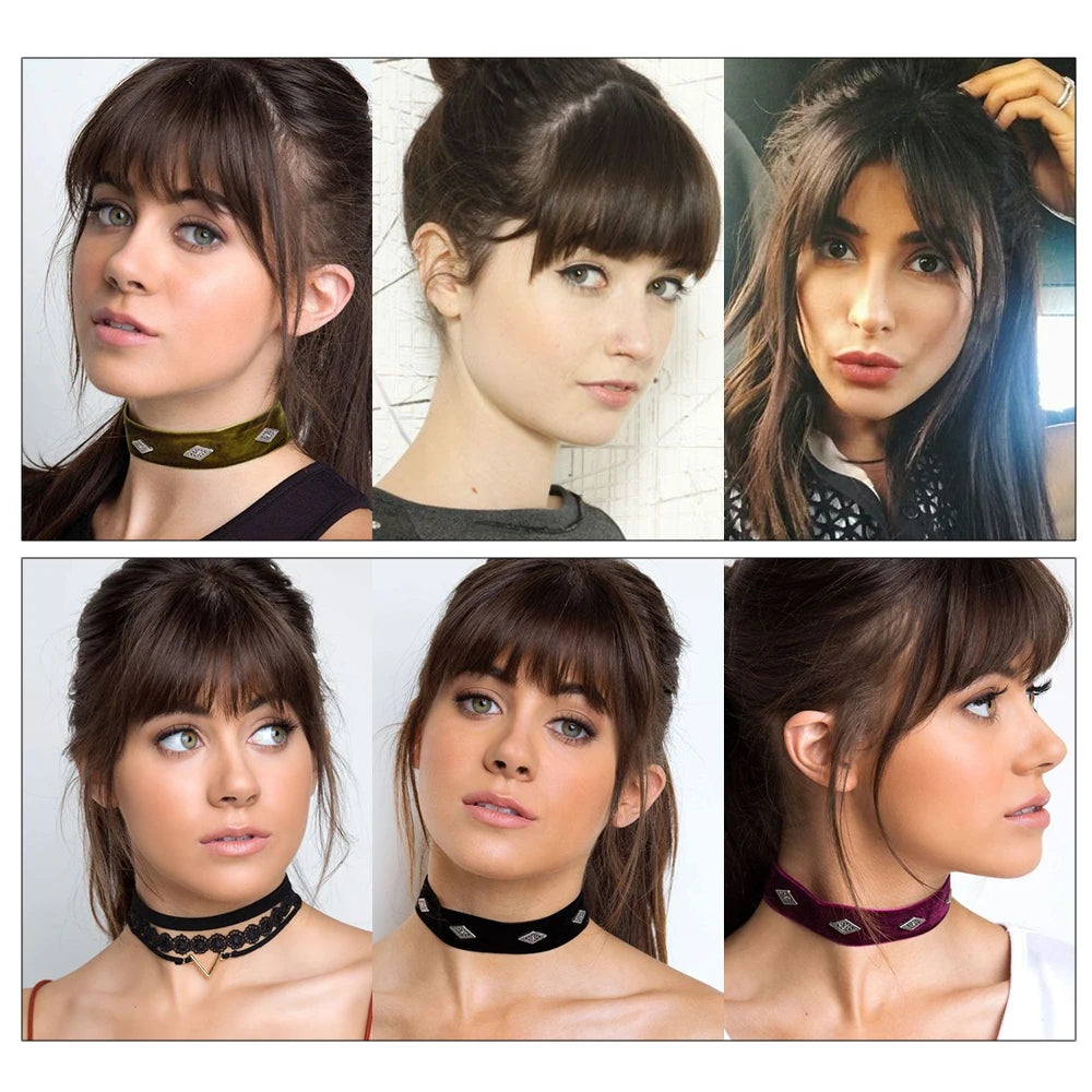 Mydiva Synthetic Air Bangs Heat Resistant Hairpieces Hair Women Natural Short Black Brown Bangs Hair Clips for Extensions