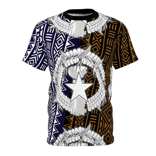 CNMI Seal on  Tribal Print T-Shirt - Marianas Shop