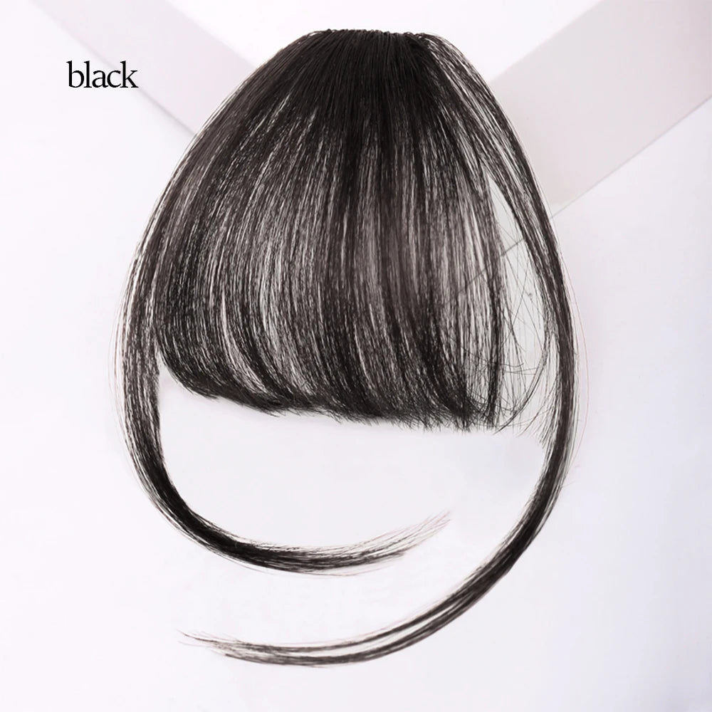 Mydiva Synthetic Air Bangs Heat Resistant Hairpieces Hair Women Natural Short Black Brown Bangs Hair Clips for Extensions