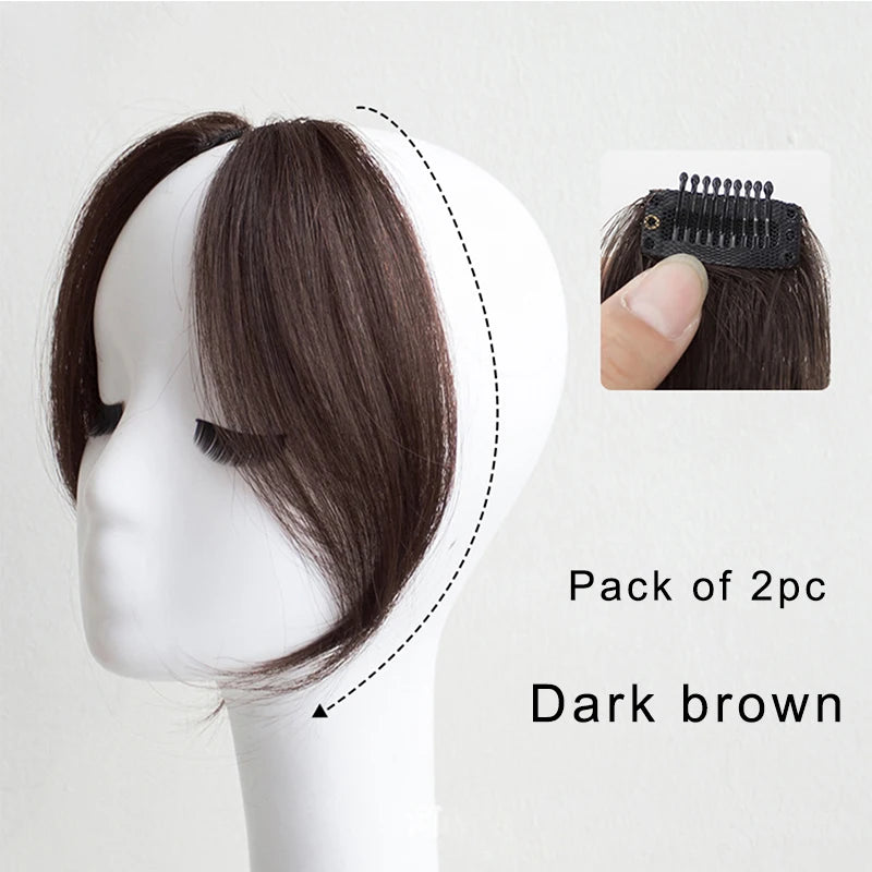 Mydiva Synthetic Air Bangs Heat Resistant Hairpieces Hair Women Natural Short Black Brown Bangs Hair Clips for Extensions