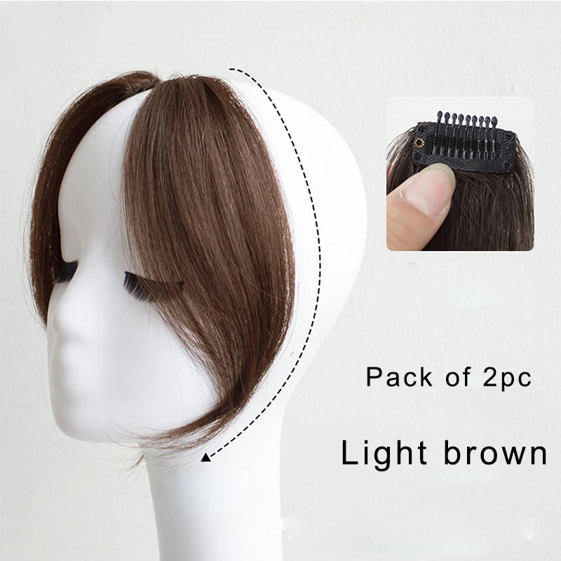 Mydiva Synthetic Air Bangs Heat Resistant Hairpieces Hair Women Natural Short Black Brown Bangs Hair Clips for Extensions