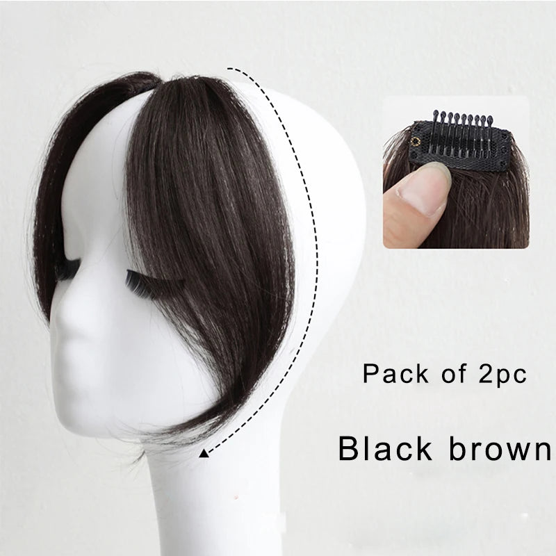 Mydiva Synthetic Air Bangs Heat Resistant Hairpieces Hair Women Natural Short Black Brown Bangs Hair Clips for Extensions