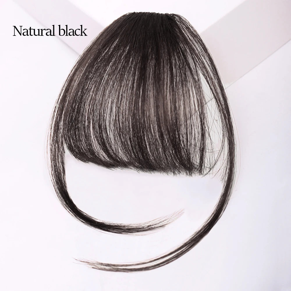 Mydiva Synthetic Air Bangs Heat Resistant Hairpieces Hair Women Natural Short Black Brown Bangs Hair Clips for Extensions